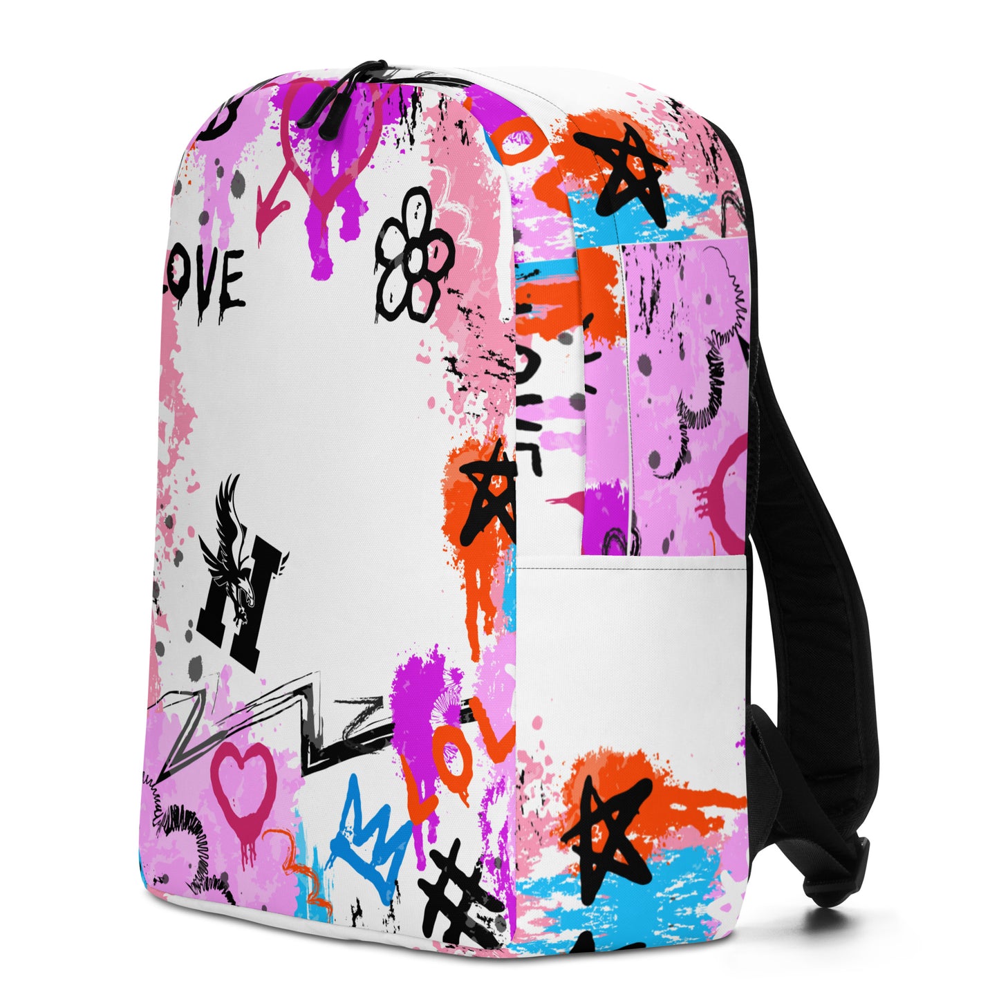 Pink Graffiti Hobbs “H” Backpack – Bold School Spirit, Water-Resistant, Laptop-Ready