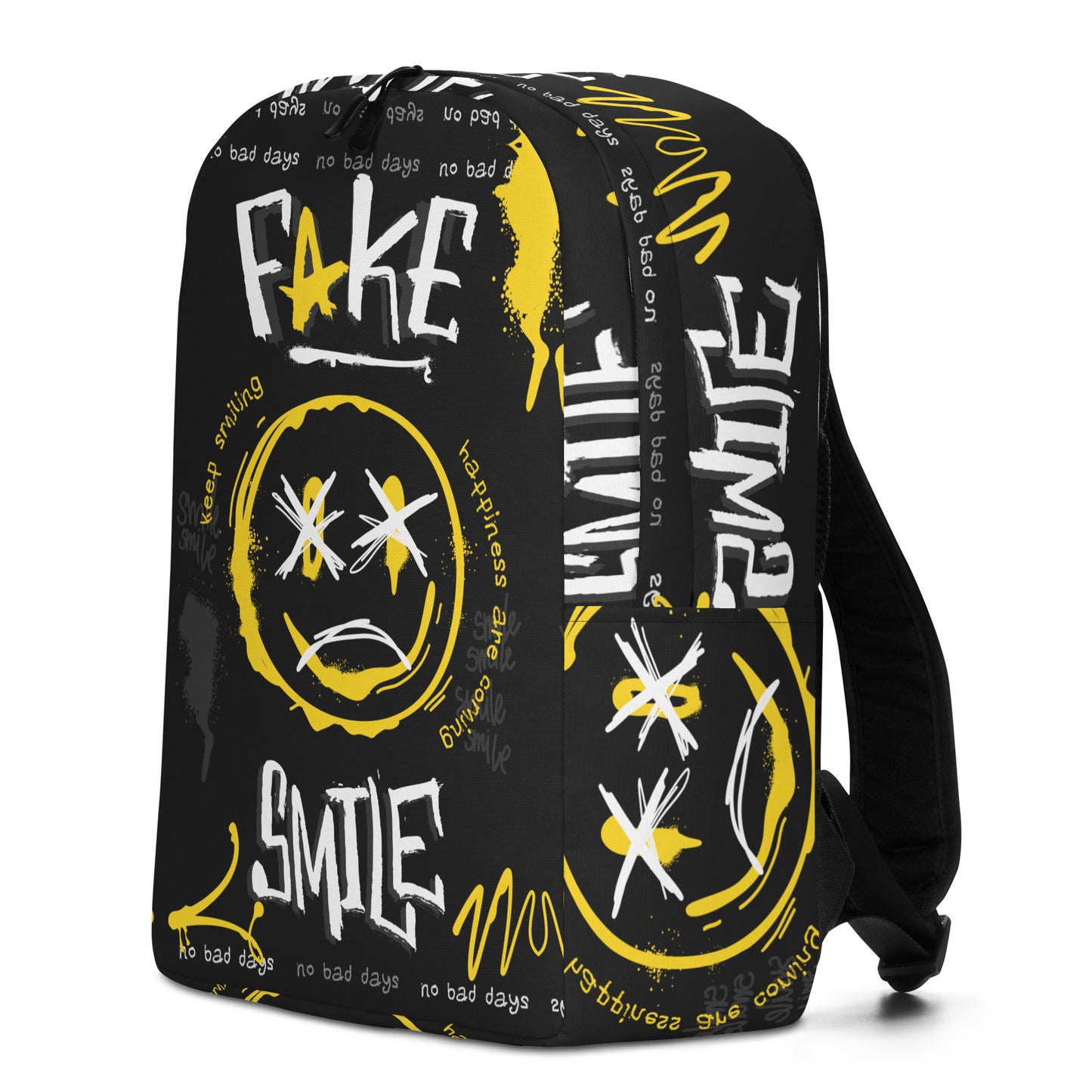 Fake Smile Graffiti Backpack – Bold Urban Streetwear, Water-Resistant, Laptop-Ready