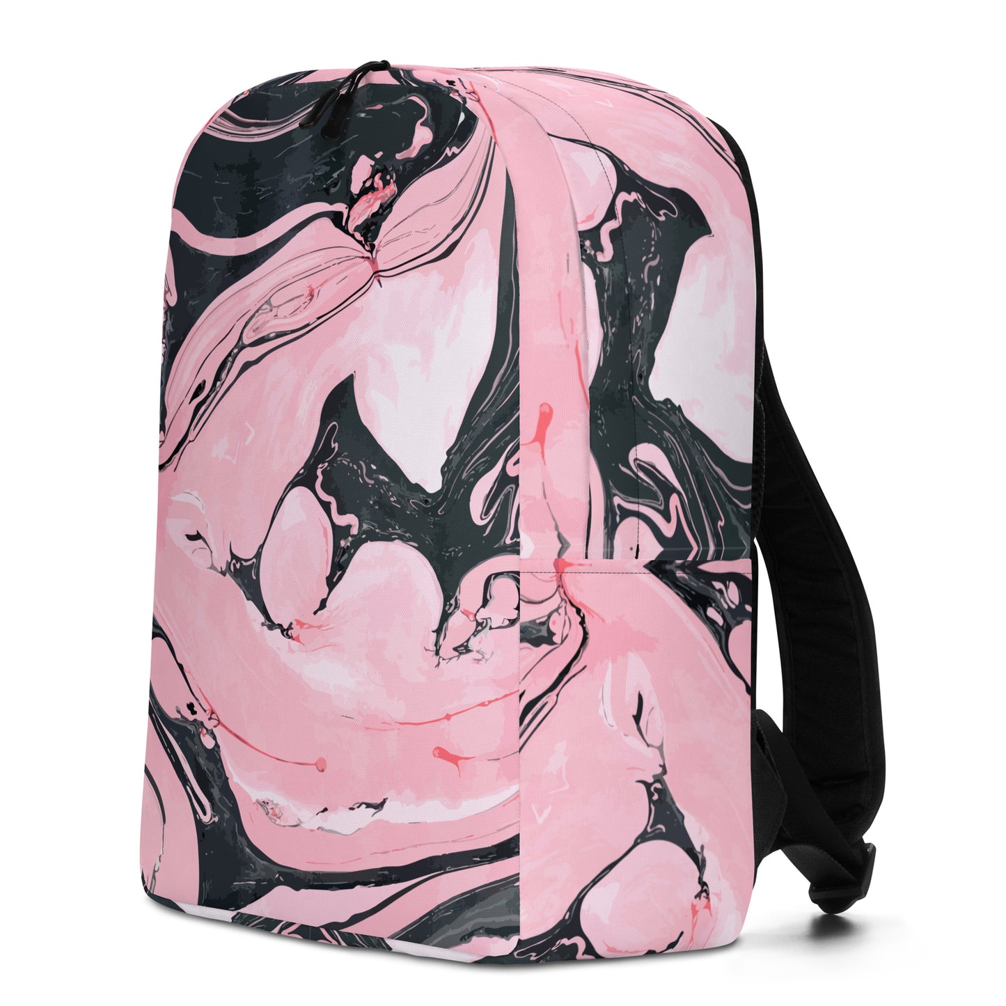 Pink Marble Swirl Backpack – Modern Minimalist, Water-Resistant, Laptop-Ready