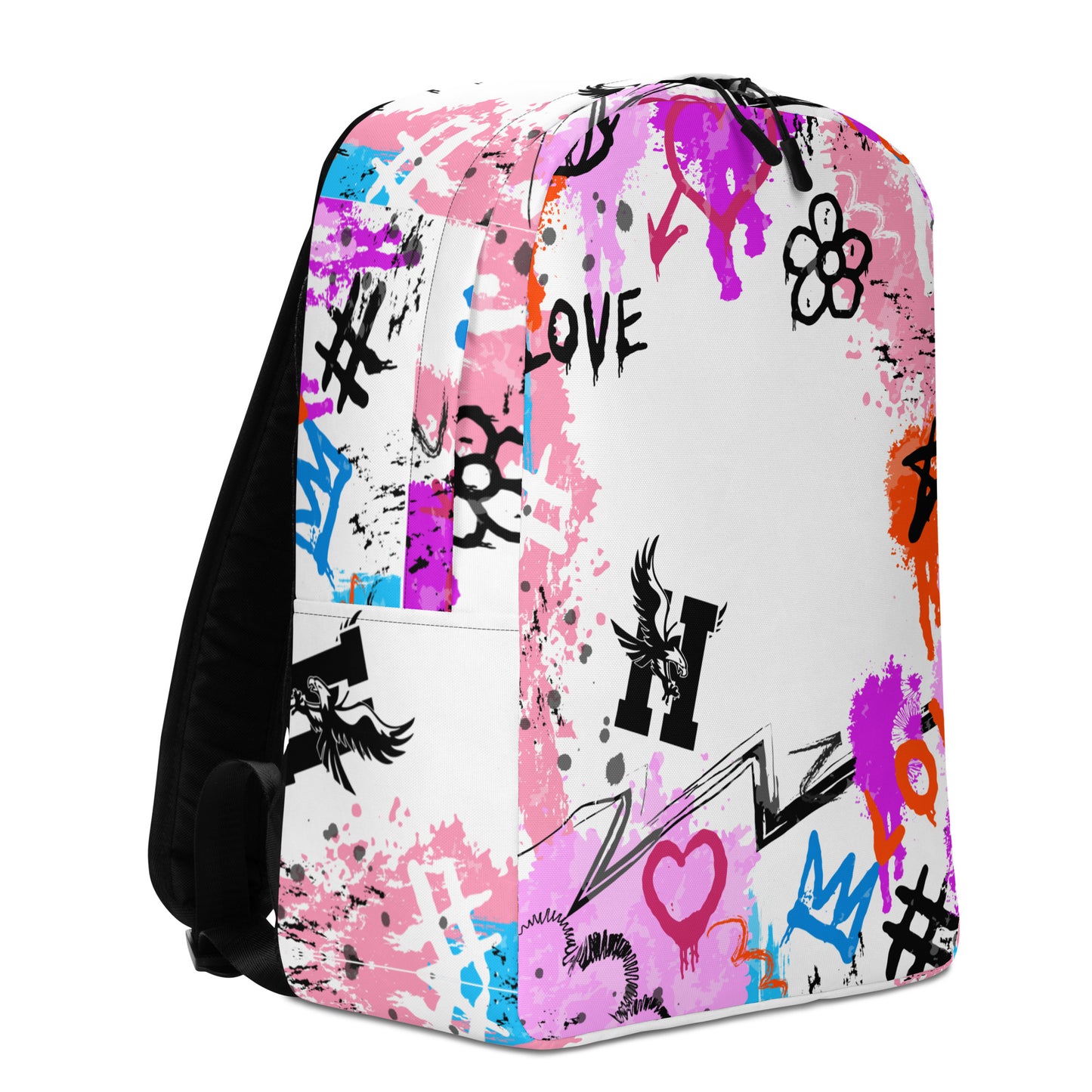 Pink Graffiti Hobbs “H” Backpack – Bold School Spirit, Water-Resistant, Laptop-Ready