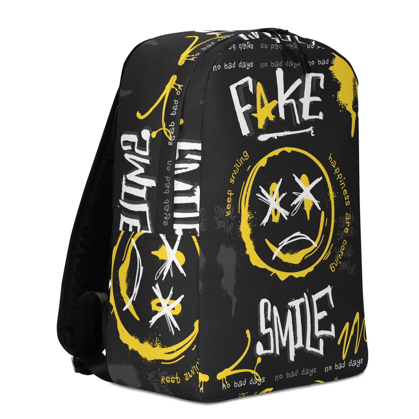 Fake Smile Graffiti Backpack – Bold Urban Streetwear, Water-Resistant, Laptop-Ready