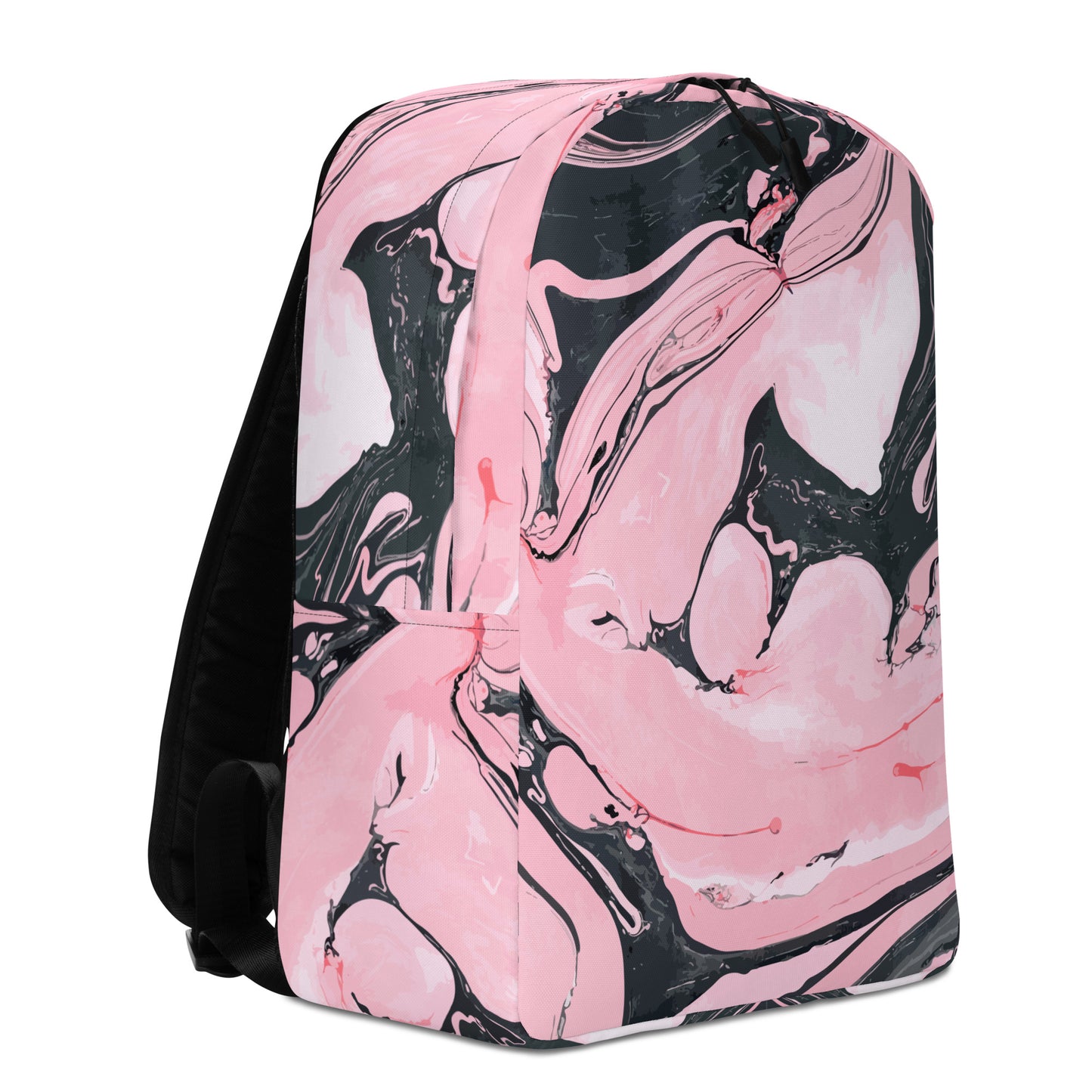 Pink Marble Swirl Backpack – Modern Minimalist, Water-Resistant, Laptop-Ready