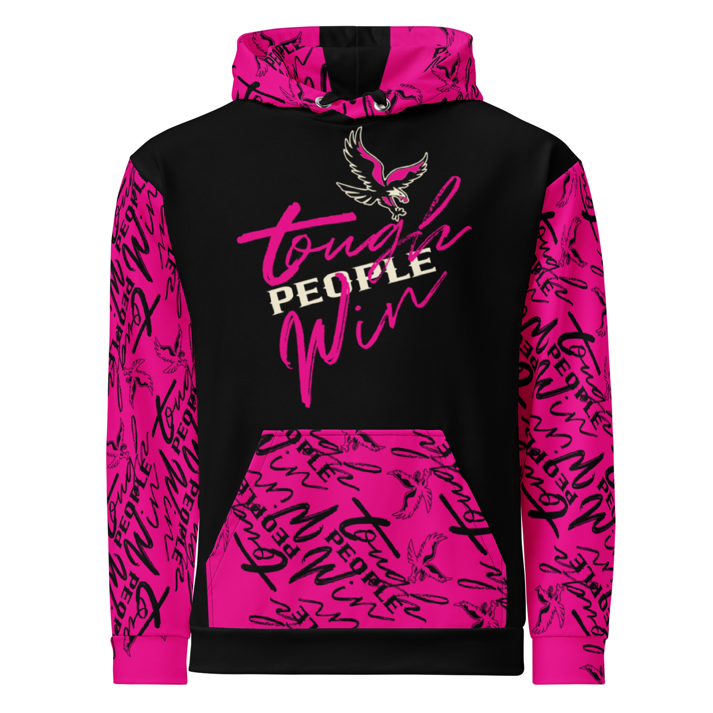 Sudadera con capucha rosa "La gente dura gana"