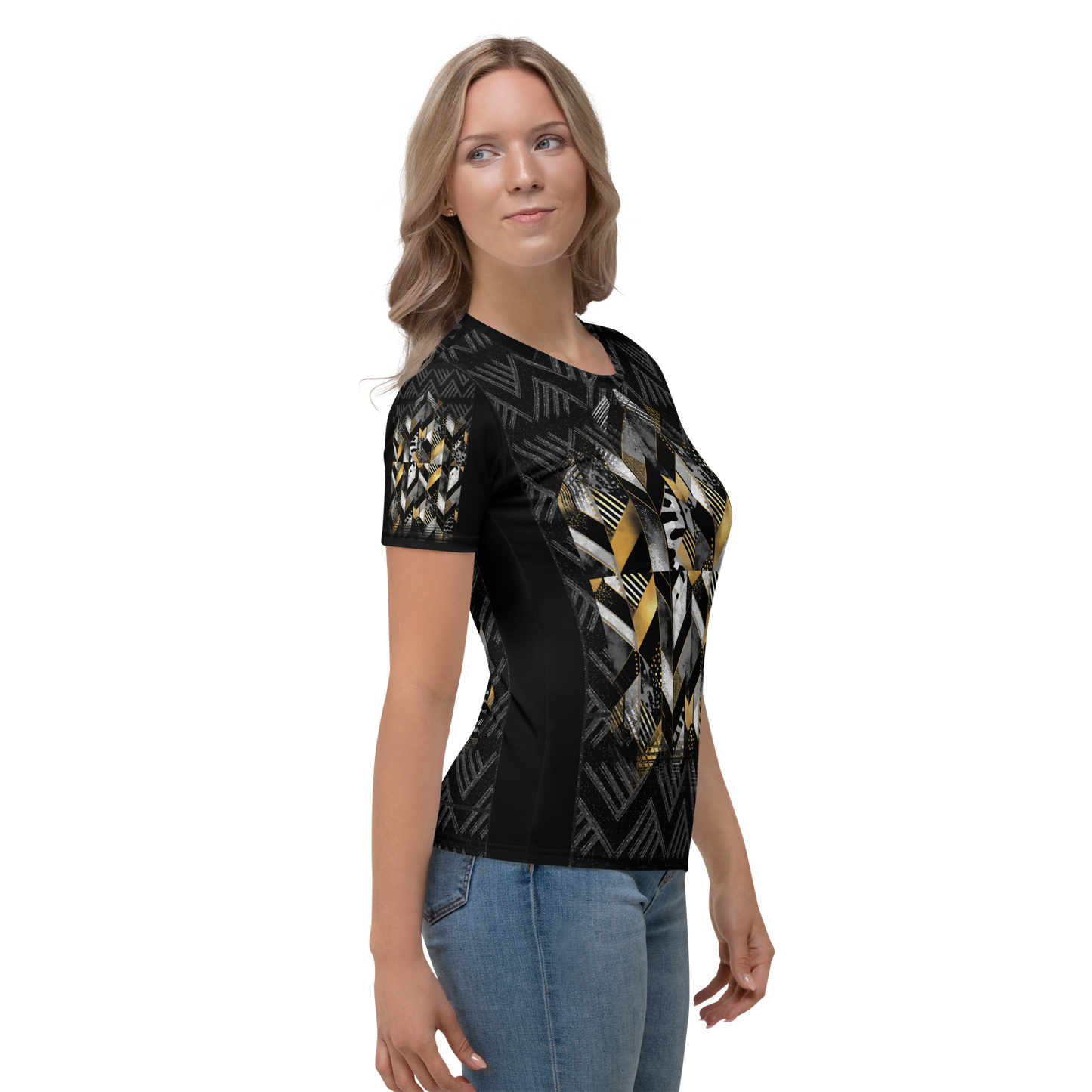 Desert Gold Mirage: Rustic Geometric T-Shirt