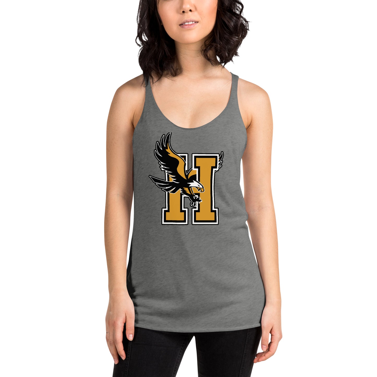 Camiseta sin mangas con espalda cruzada para mujer, parte delantera grande