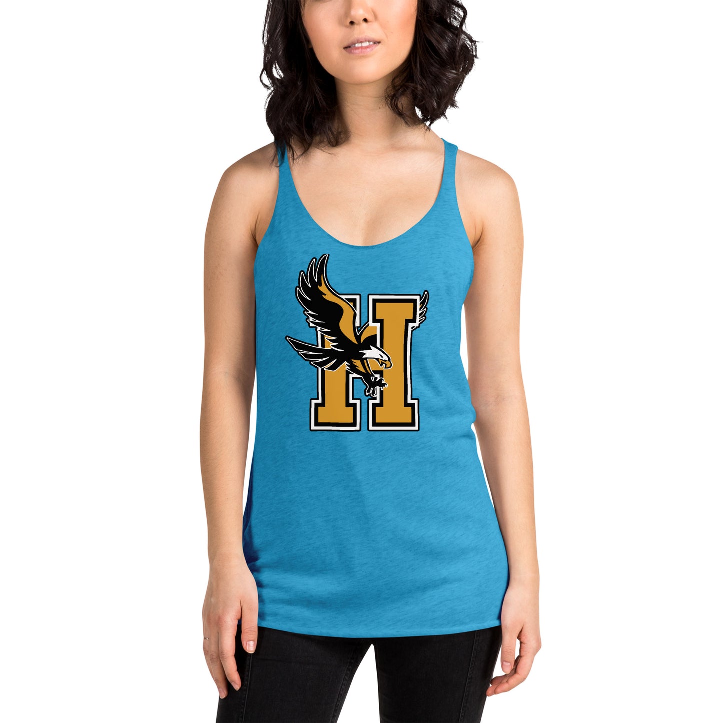 Camiseta sin mangas con espalda cruzada para mujer, parte delantera grande
