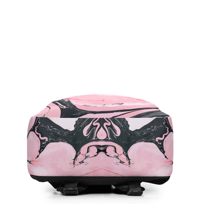 Pink Marble Swirl Backpack – Modern Minimalist, Water-Resistant, Laptop-Ready