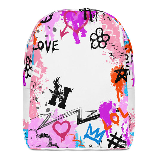 Pink Graffiti Hobbs “H” Backpack – Bold School Spirit, Water-Resistant, Laptop-Ready