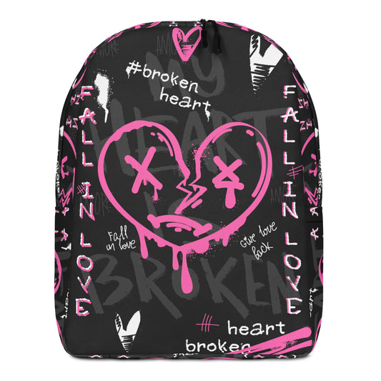Broken Heart Graffiti Backpack – Pink & Black Urban Streetwear