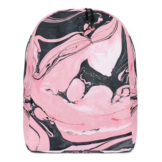 Pink Marble Swirl Backpack – Modern Minimalist, Water-Resistant, Laptop-Ready
