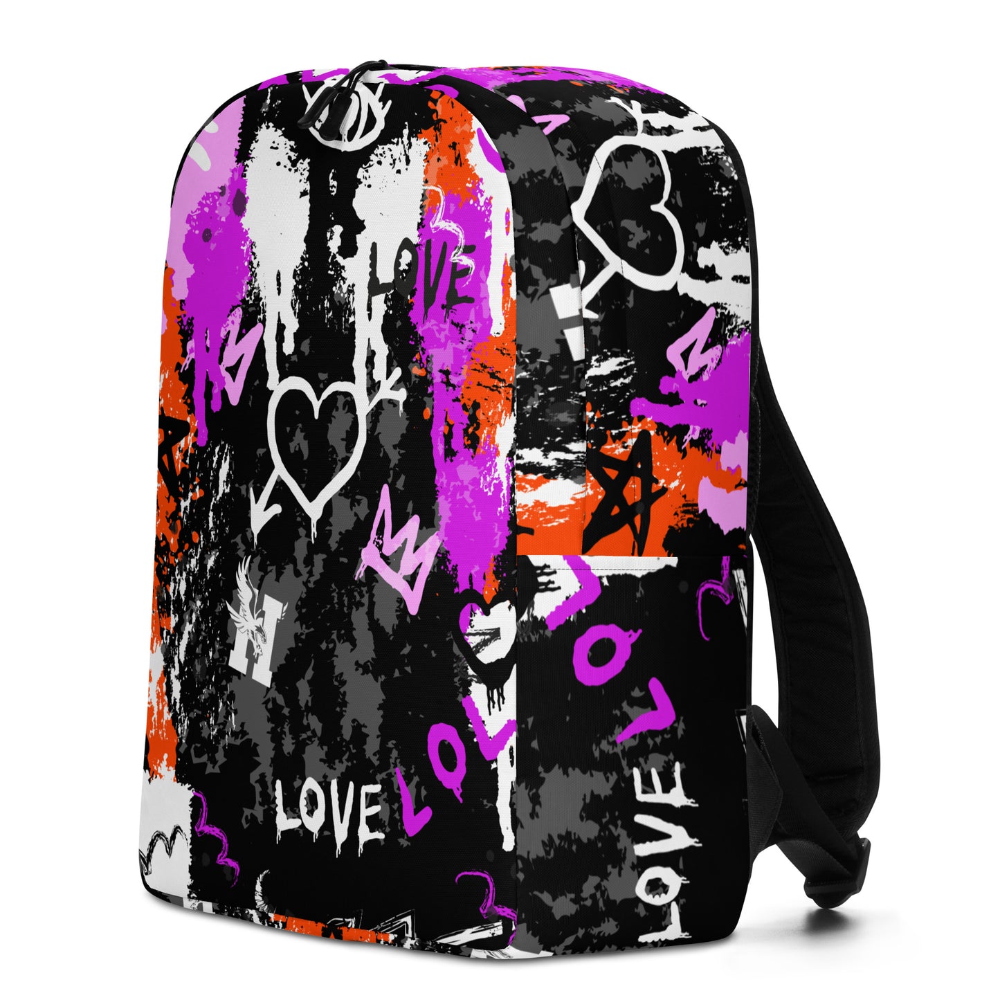 Graffiti Heart Burst Backpack – Water-Resistant, Laptop-Ready Urban Streetwear