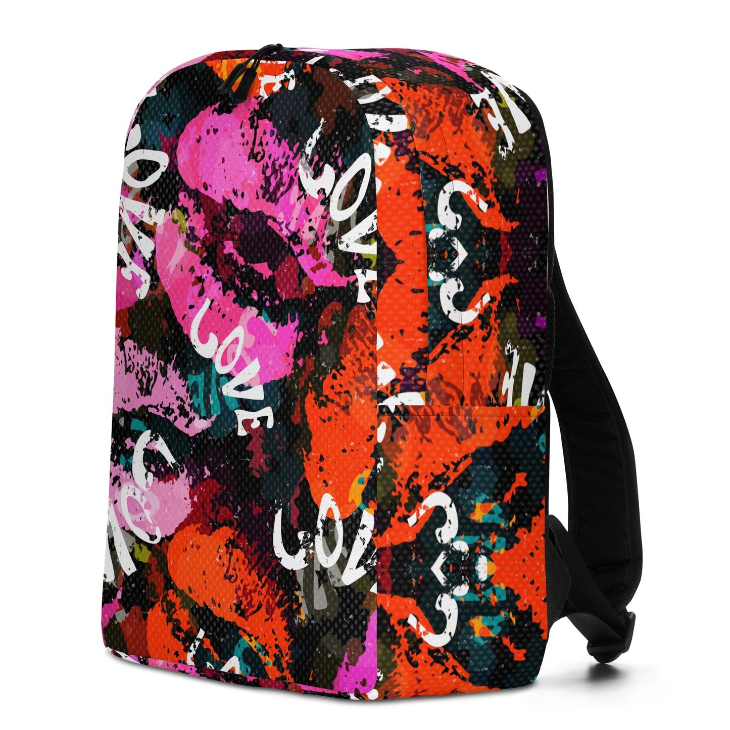 Graffiti Lips “LOVE” Backpack – Bold Street Art Style, Water-Resistant, Laptop-Ready