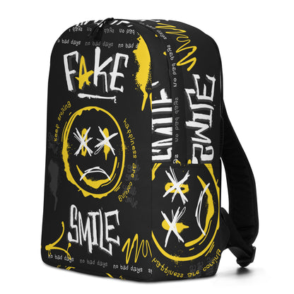 Fake Smile Graffiti Backpack – Bold Urban Streetwear, Water-Resistant, Laptop-Ready