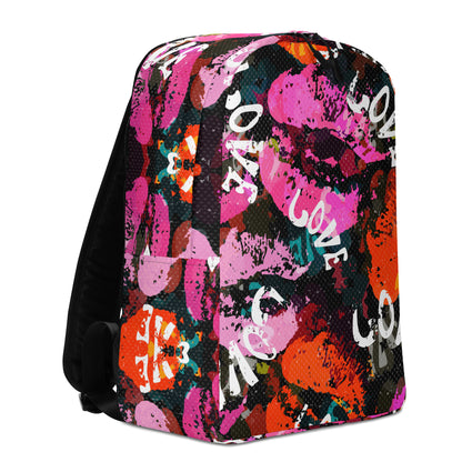 Graffiti Lips “LOVE” Backpack – Bold Street Art Style, Water-Resistant, Laptop-Ready