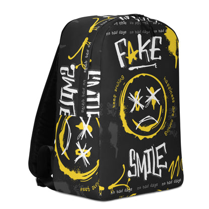 Fake Smile Graffiti Backpack – Bold Urban Streetwear, Water-Resistant, Laptop-Ready