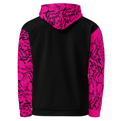 Sudadera con capucha rosa "La gente dura gana"