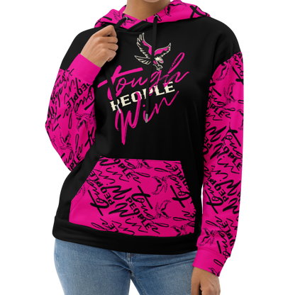 Sudadera con capucha rosa "La gente dura gana"