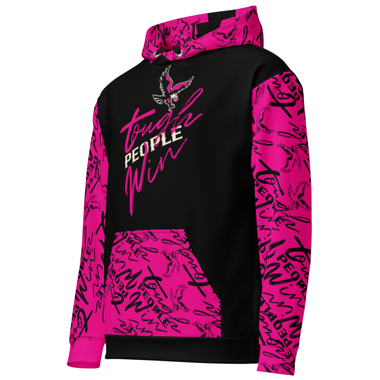 Sudadera con capucha rosa "La gente dura gana"