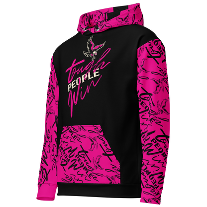Sudadera con capucha rosa "La gente dura gana"