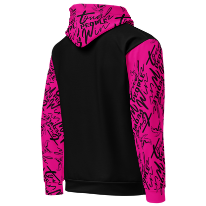 Sudadera con capucha rosa "La gente dura gana"