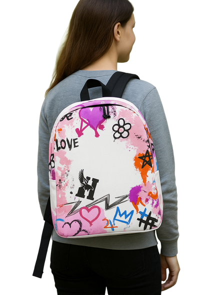 Pink Graffiti Hobbs “H” Backpack – Bold School Spirit, Water-Resistant, Laptop-Ready